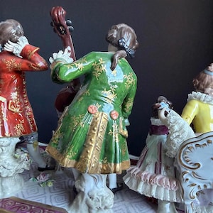 Rare Antique Sitzendorf German Porcelain Figurine - Authentic - Group Music - Large 19” Hand Painted Lace Rococo Victorian Style - 10097 image 7