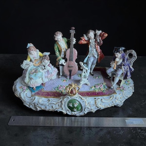 Rare Antique Sitzendorf German Porcelain Figurine - Authentic - Group Music - Large 19” Hand Painted Lace Rococo Victorian Style - 10097 image 14