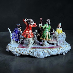 Rare Antique Sitzendorf German Porcelain Figurine - Authentic - Group Music - Large 19” Hand Painted Lace Rococo Victorian Style - 10097 image 6