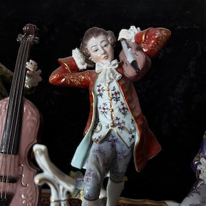 Rare Antique Sitzendorf German Porcelain Figurine - Authentic - Group Music - Large 19” Hand Painted Lace Rococo Victorian Style - 10097 image 12