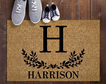 Custom doormat - Initial and Name Personalized Doormat | Custom Door Mat | Wedding Gift | Housewarming Gift | Top Seller | Front Door Mat