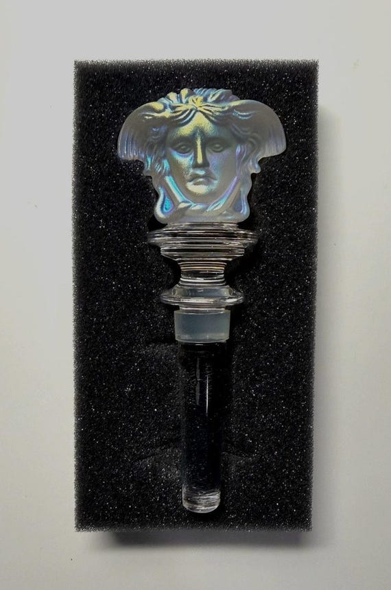 Vintage Versace Rosenthal Medusa Authentic Crystal Wine Bottle