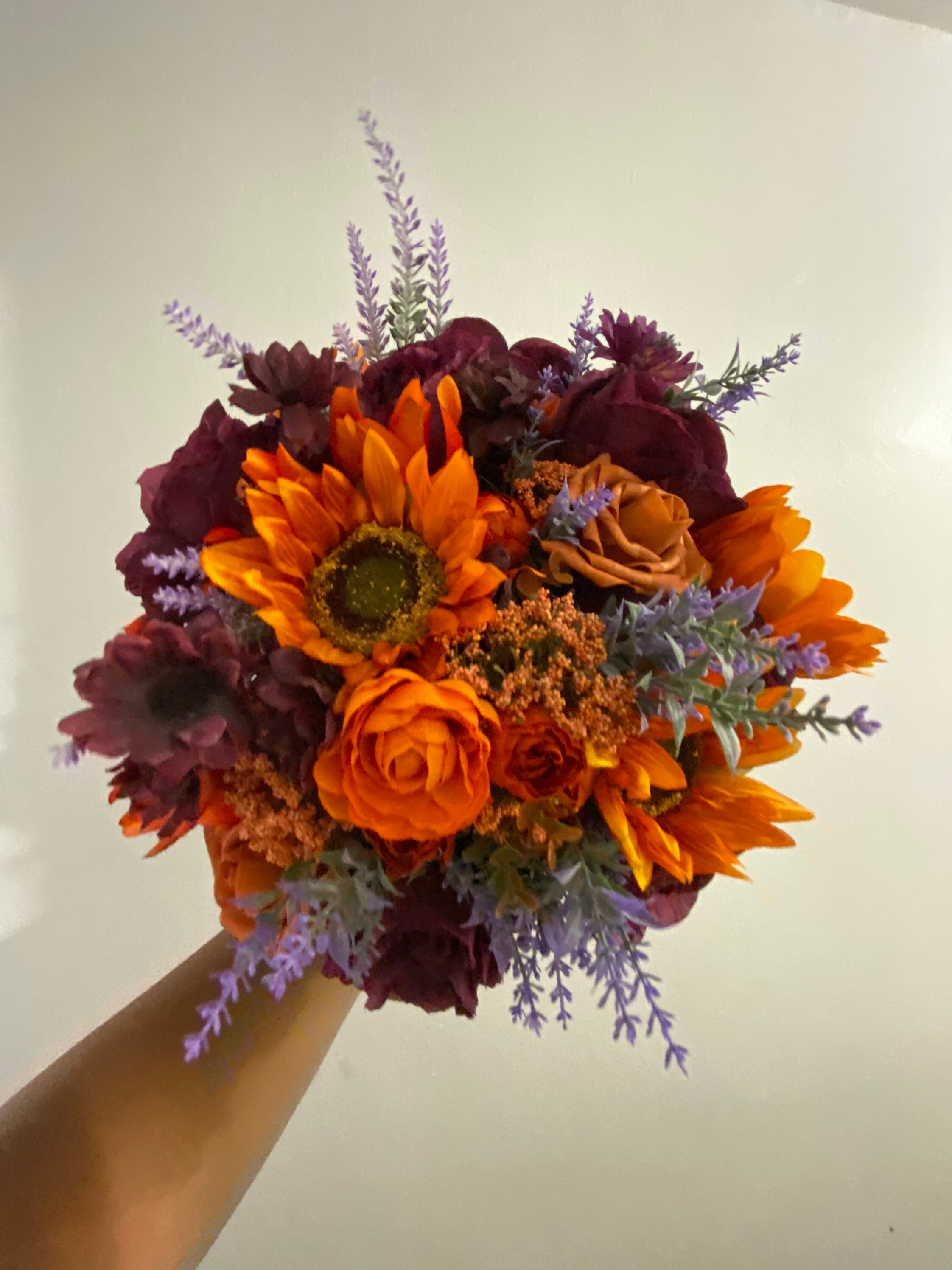 Fall wedding bouquet orange purple bouquet orange sunflower | Etsy