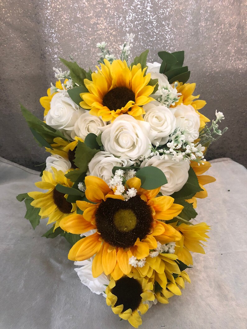 Bride bouquet sunflower cascading bouquet wedding bouquet Etsy