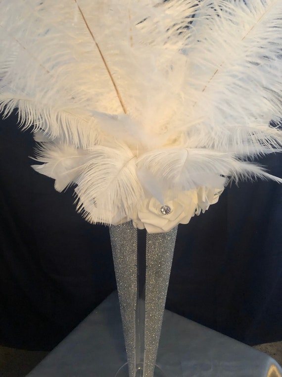 Feather centerpiece great Gatsby decor event Centerpiece | Etsy