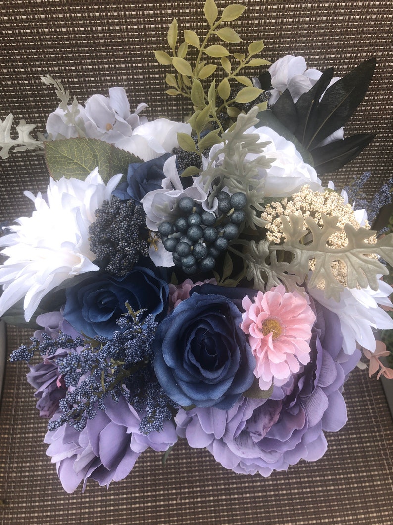 Blue purple Bouquet Navy grey Bouquet ElegantArrangements8 Rustic bouquet Boho bouquet Winter Wedding Bouquet Wedding Bouquet