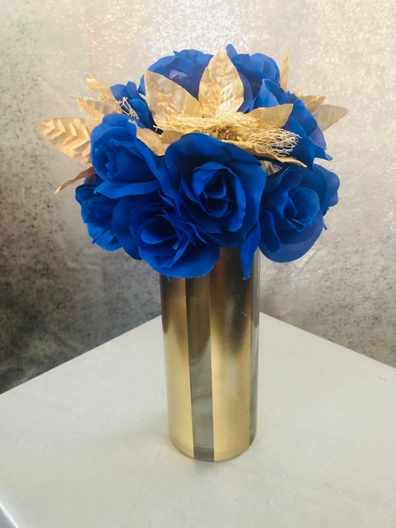 Gold centerpiece royal blue baby shower decorations modern Etsy