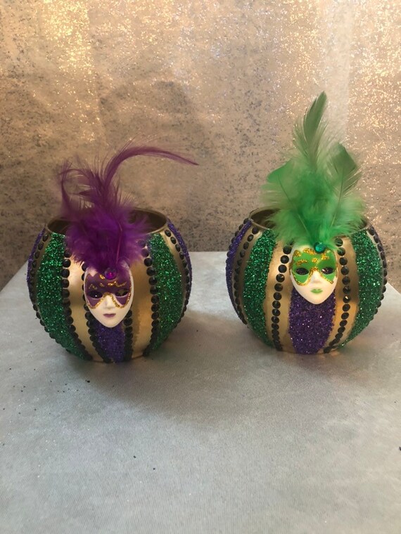 Mardi Gras Decorations Mardi Gras Centerpieces Set Of 2 Etsy