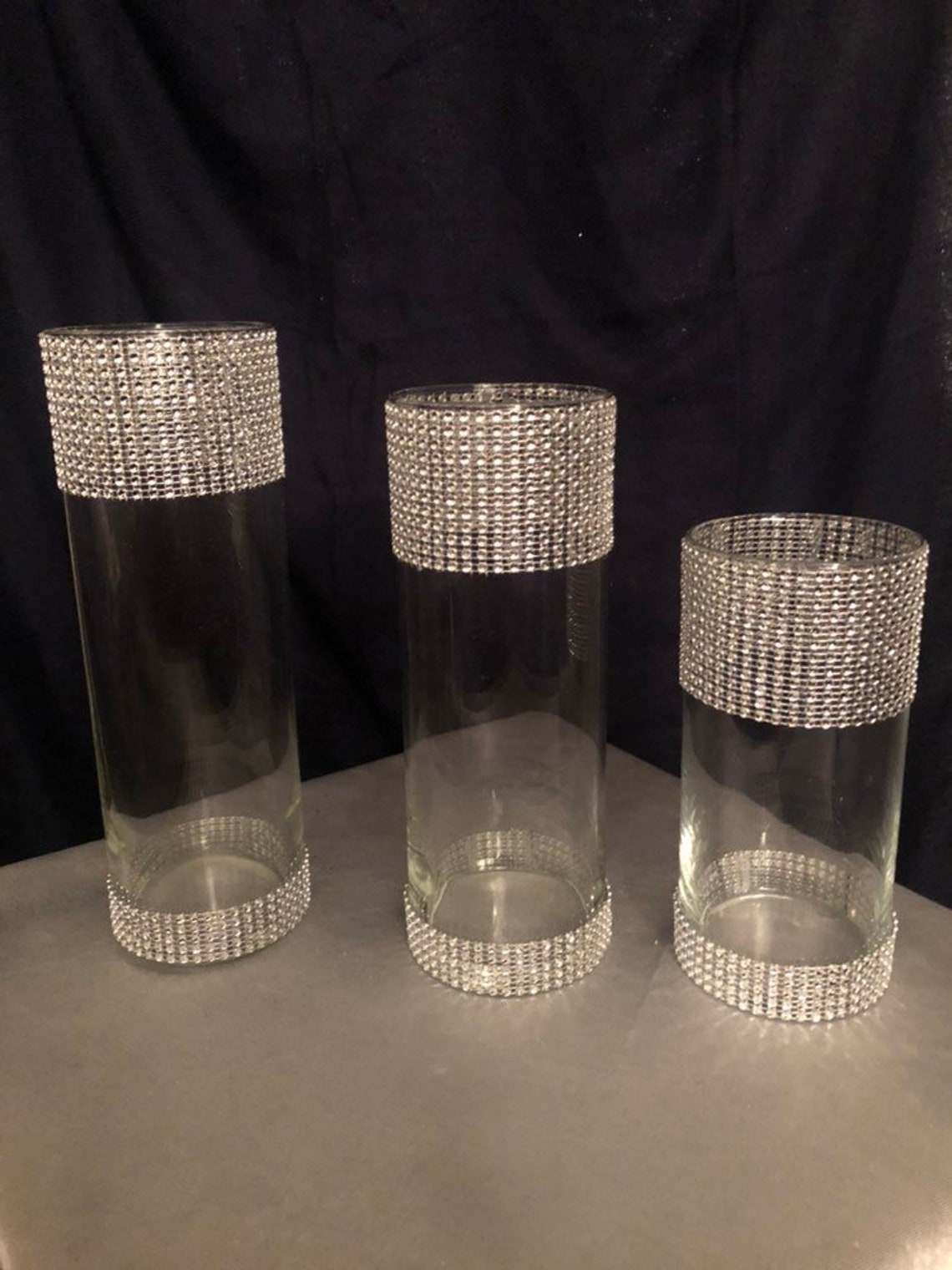 6 wedding centerpieces cylinder vases with diamond rhinestone Etsy