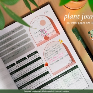 Printable Plant Journal | Letter Paper Size | Feline Jungle House Plant Care Printable | Plant Planner Bundle | Digital Download
