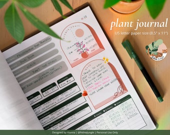 Printable Plant Journal | Letter Paper Size | Feline Jungle House Plant Care Printable | Plant Planner Bundle | Digital Download