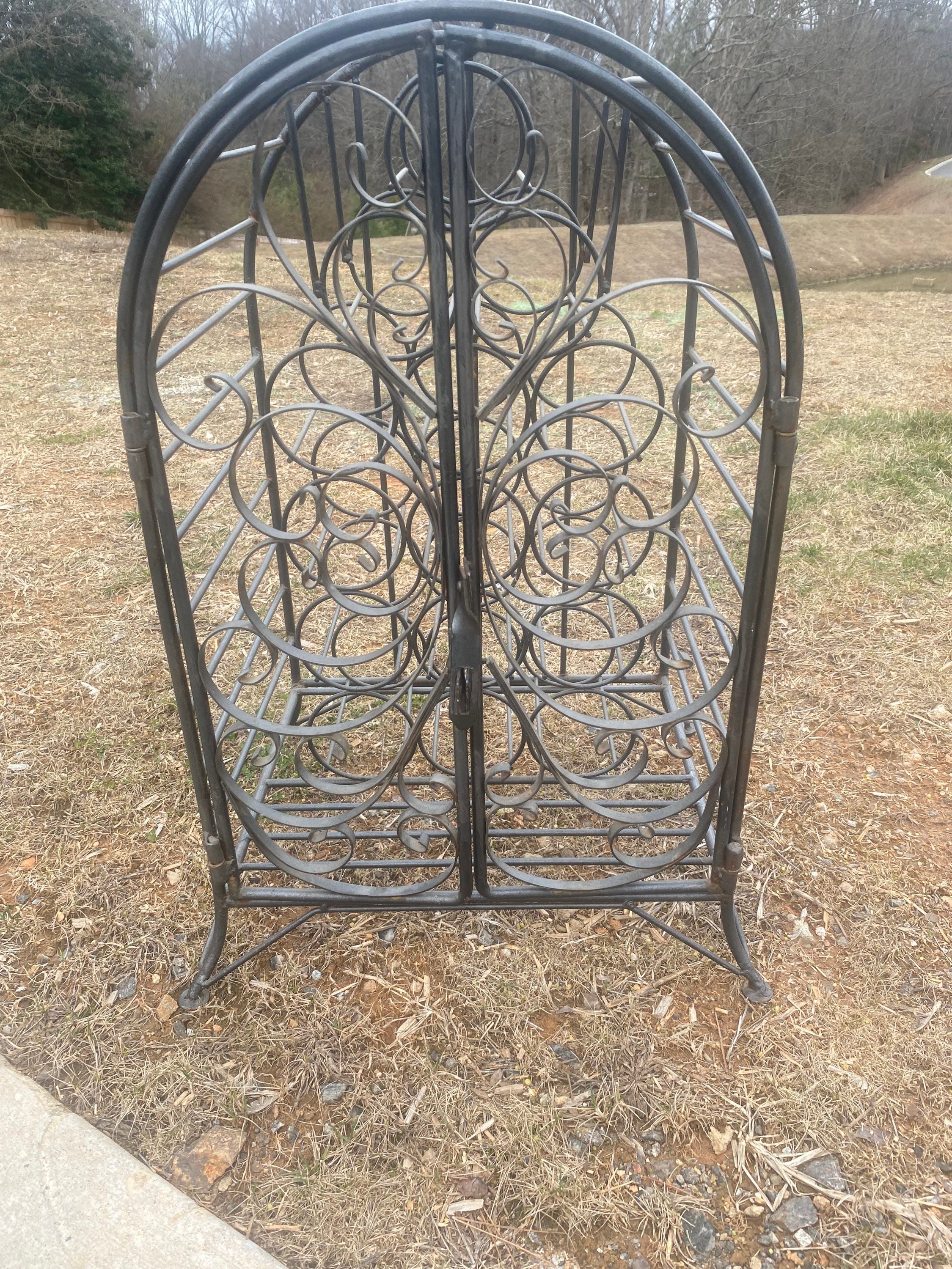Vintage Wrought Iron Arched Metal Wine Cage Etsy