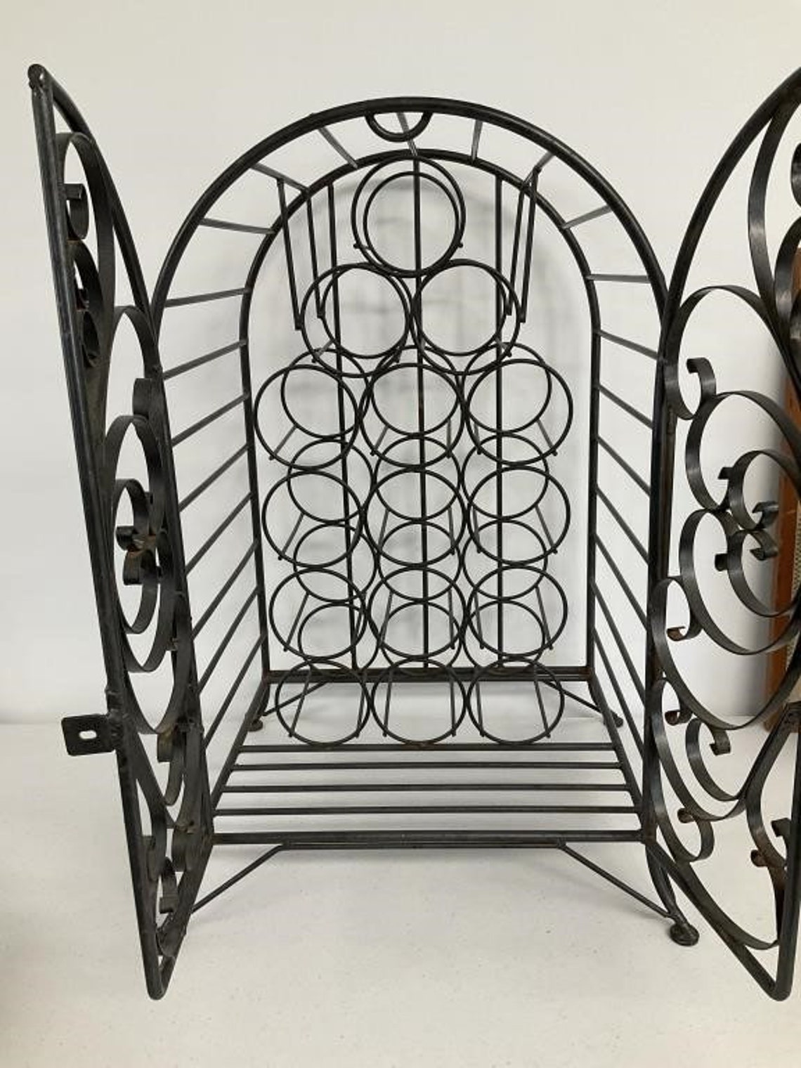 Vintage Wrought Iron Arched Metal Wine Cage Etsy