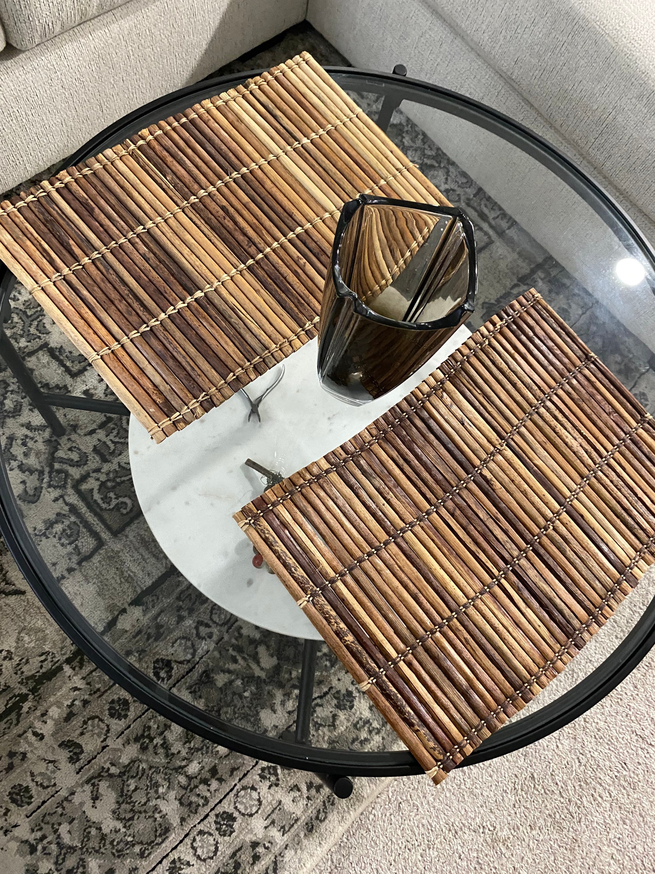 Vintage Bambus Holz Essen Tischsets Frühstück Abendessen Etsy