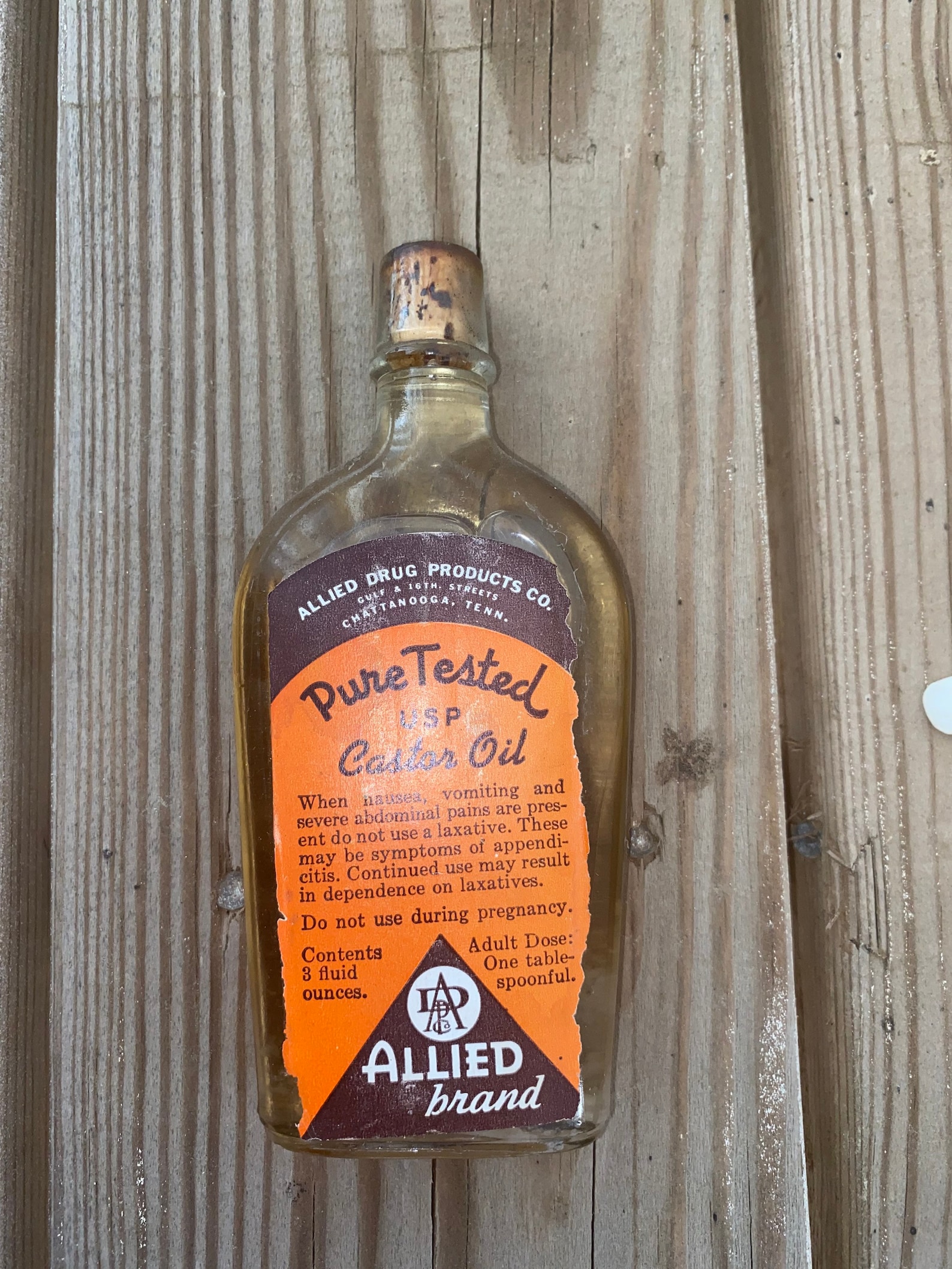 Vintage Castor Oil Medicine in Bottle Allied Brand Castor Oil Etsy