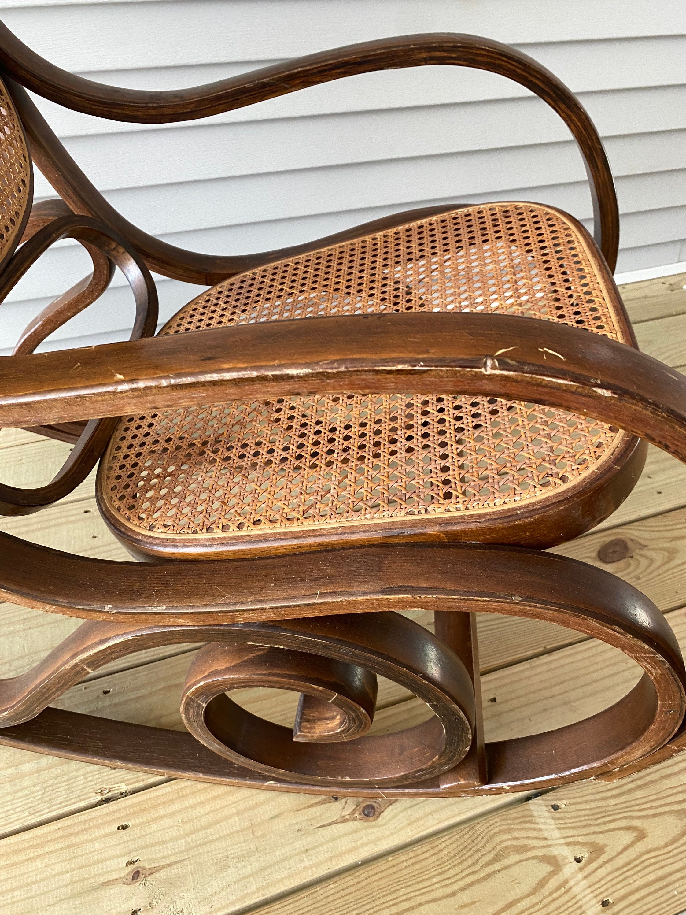 Vintage Cane Wood Rocker Brentwood Rocker Etsy