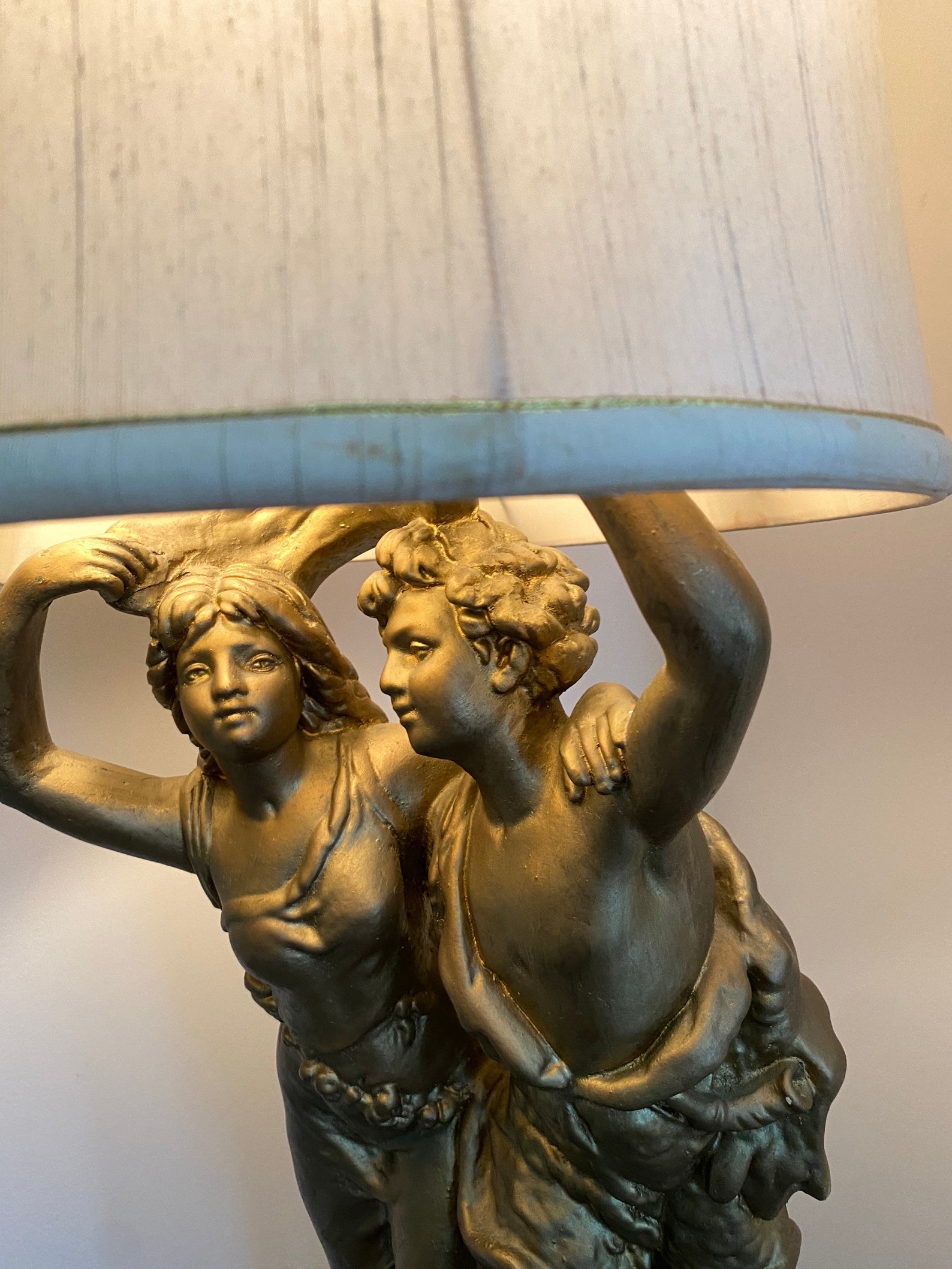 Huge Vintage Cherub Lovers Chalkware Table/floor Lamp Etsy