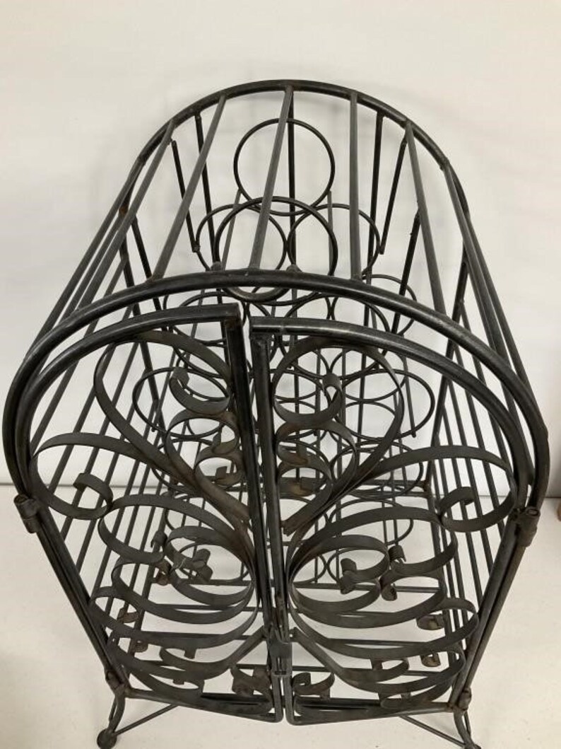 Vintage Wrought Iron Arched Metal Wine Cage Etsy