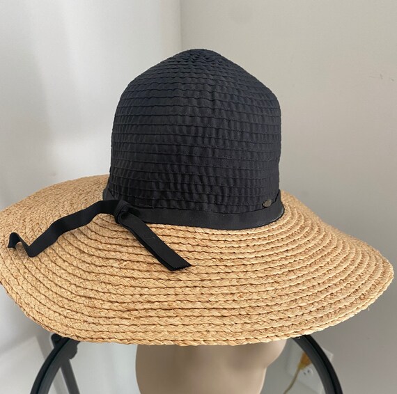 Vintage Scala Straw Hat Black and Tan 