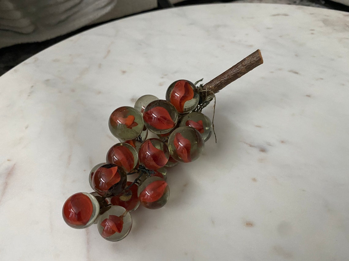 Vintage Mid Century Grape Cluster Glass Acrylic Red Grapes Etsy