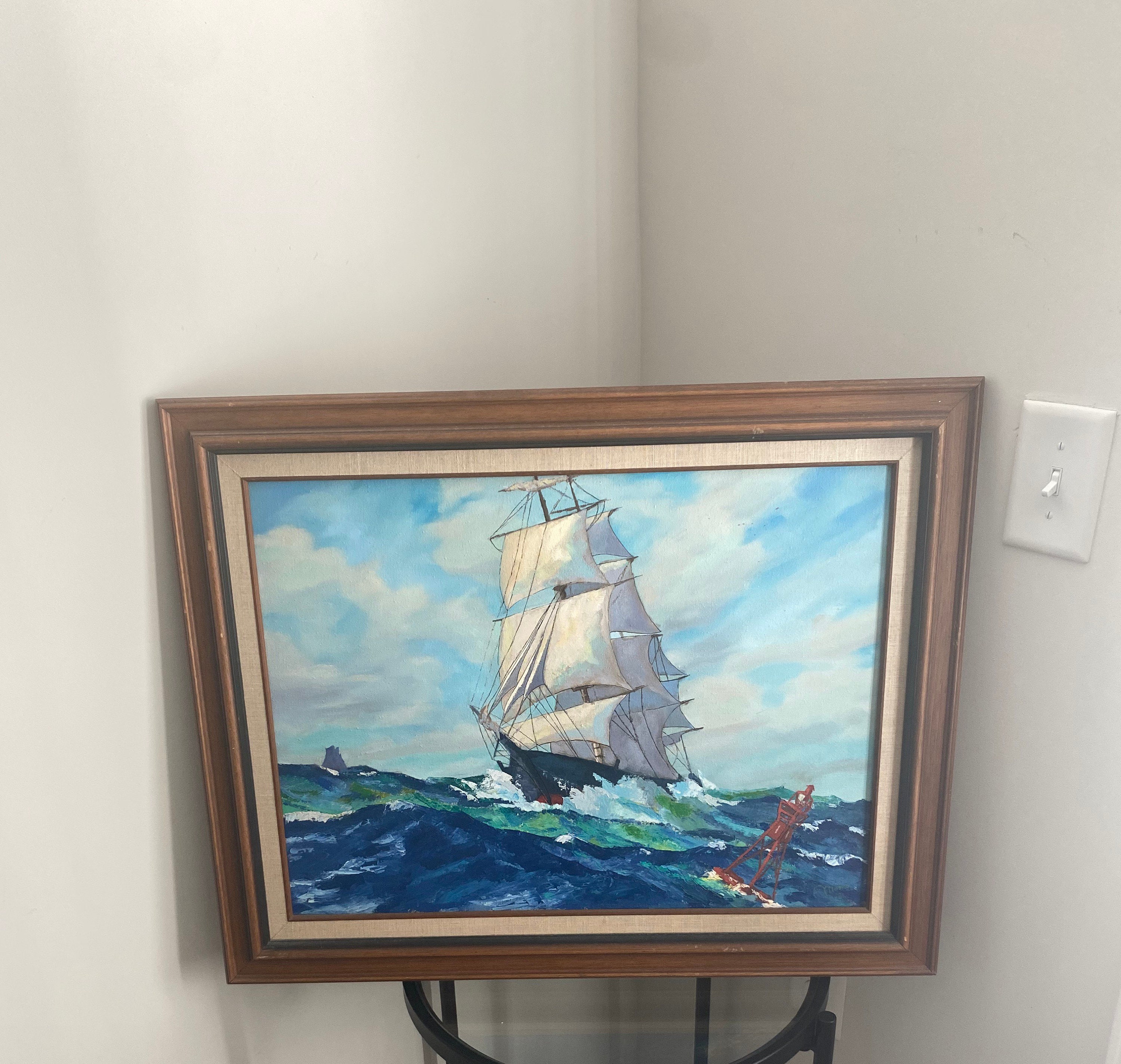 sailboat painting framed art