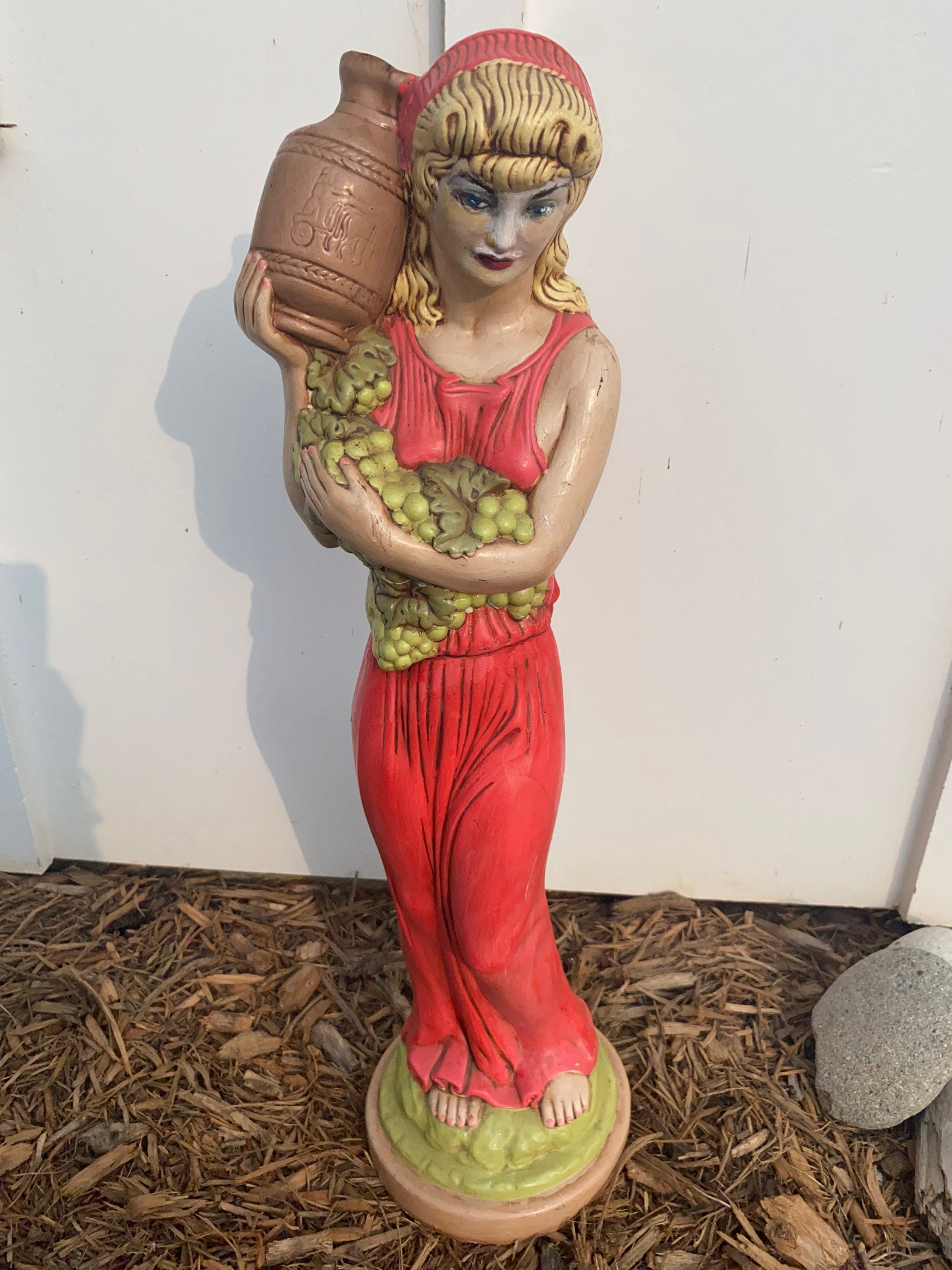 Vintage Chalkware Statue Figurine Italian Woman Carrying Etsy