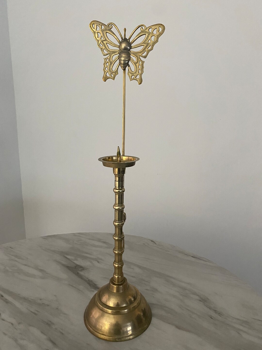 Vintage Asian Candle Holder Brass Butterfly Candle Holder Etsy