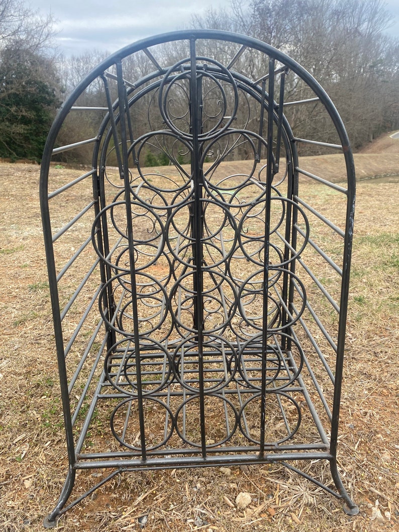 Vintage Wrought Iron Arched Metal Wine Cage Etsy