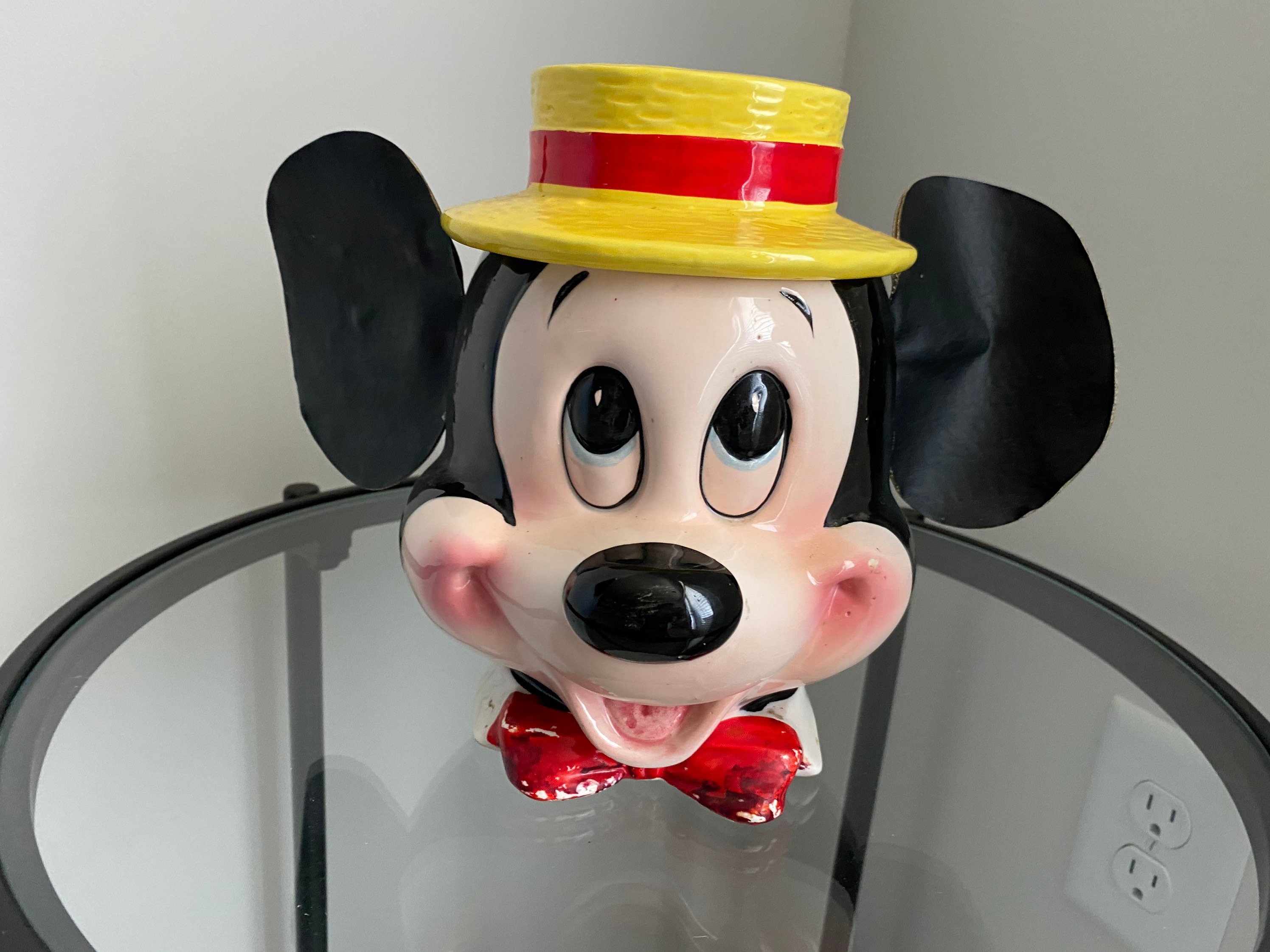 Vintage Mickey Mouse Cookie Jar Mickey Floppy Ears Bow Tie Etsy