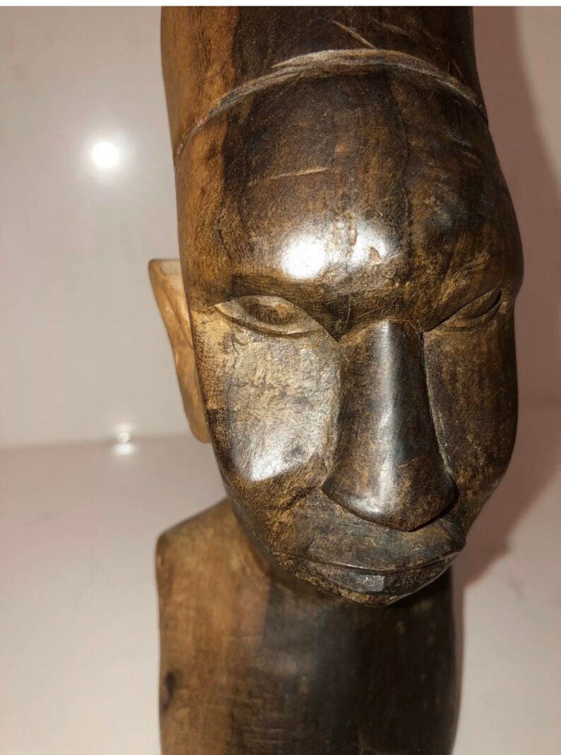 Kenyan Hand Carved Wood African Statue Head Wisdom Man 9.5 Etsy