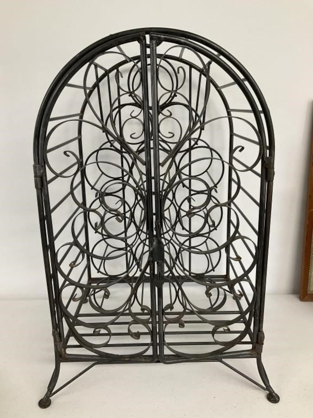 Vintage Wrought Iron Arched Metal Wine Cage Etsy