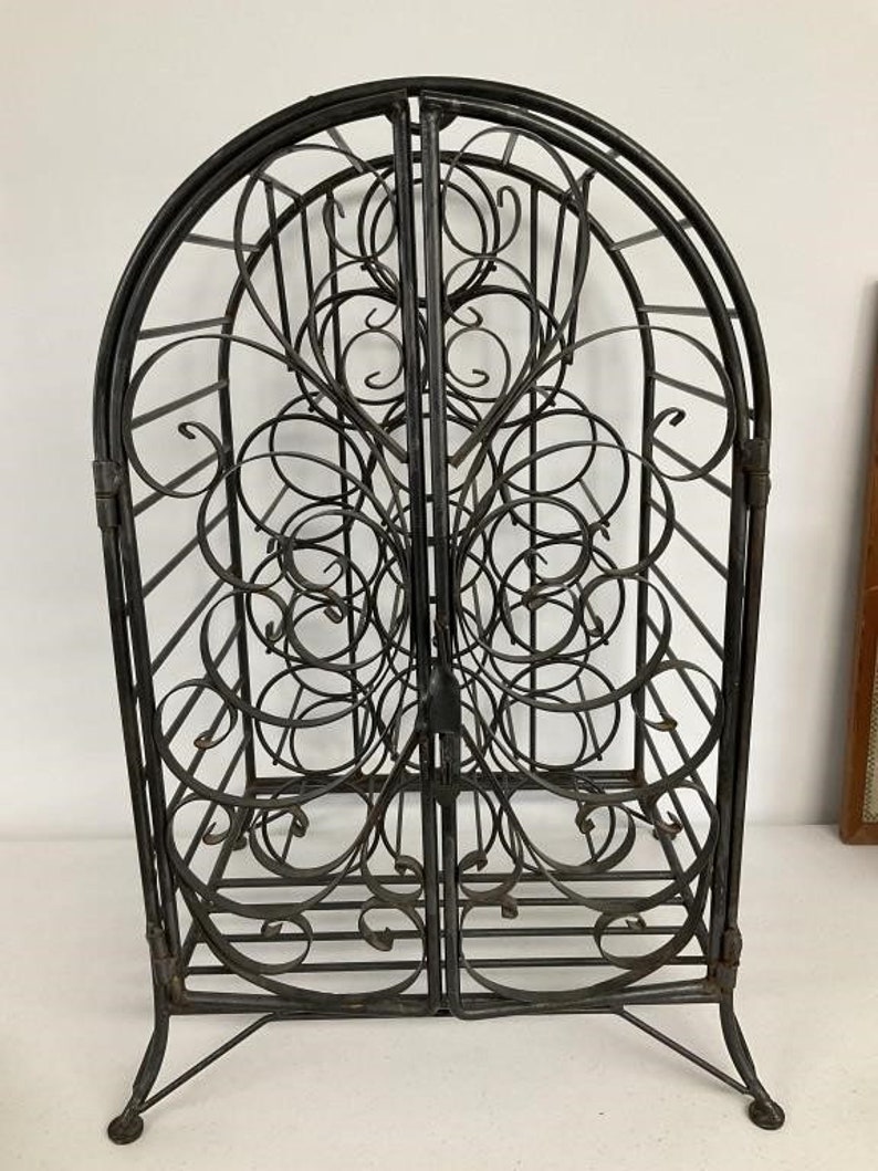 Vintage Wrought Iron Arched Metal Wine Cage Etsy