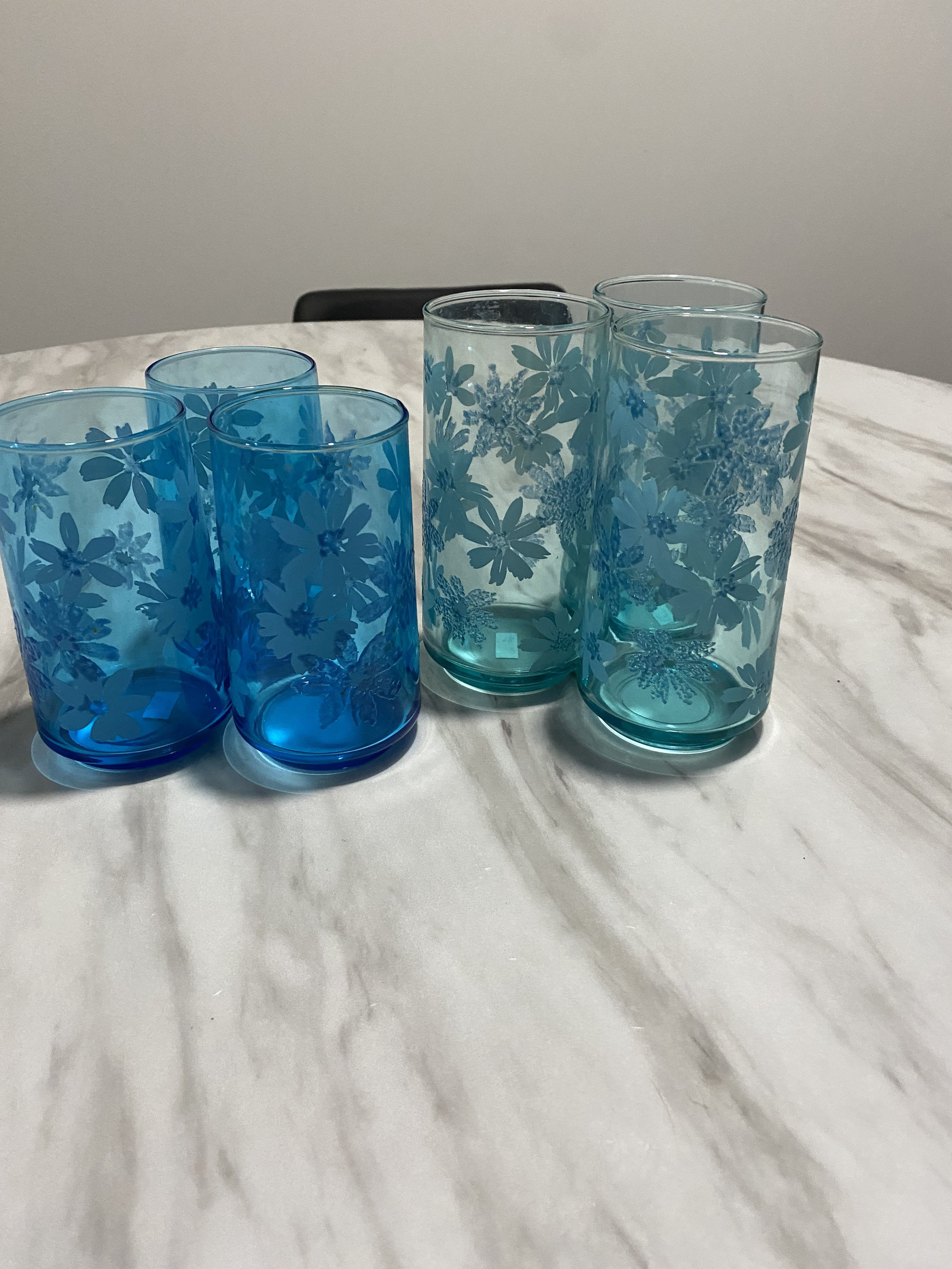 vintage blue drinking glasses