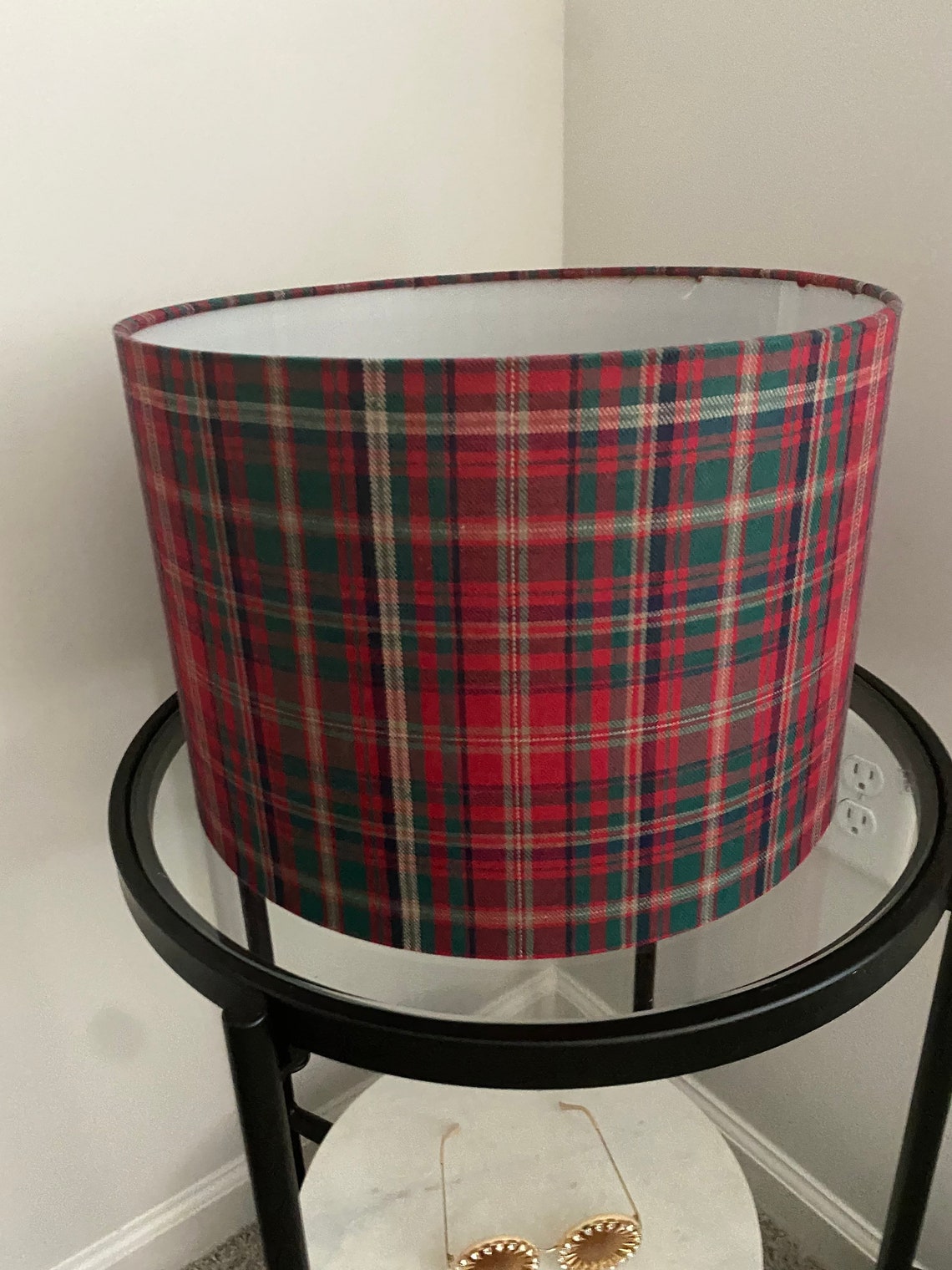 Vintage Plaid Lampshade Pottery Barn 10.5 Etsy