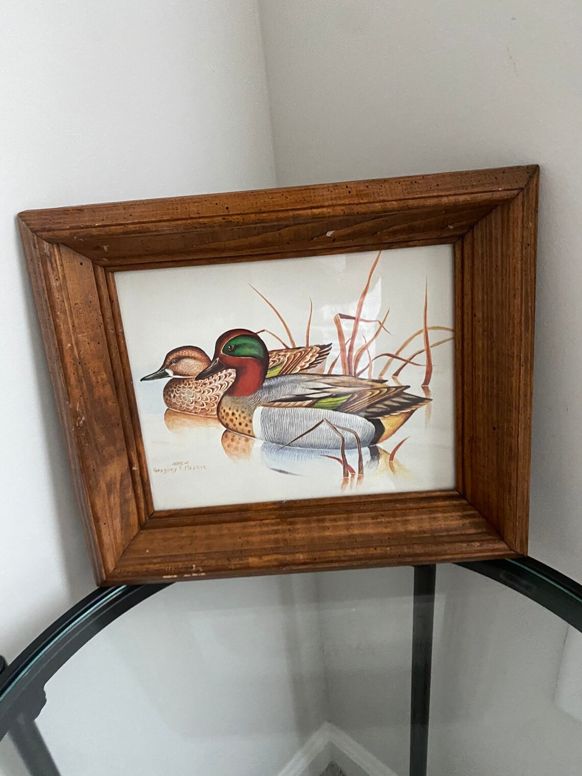 Vintage Duck Print Picture Wood Framed Ducks In A Pond Etsy