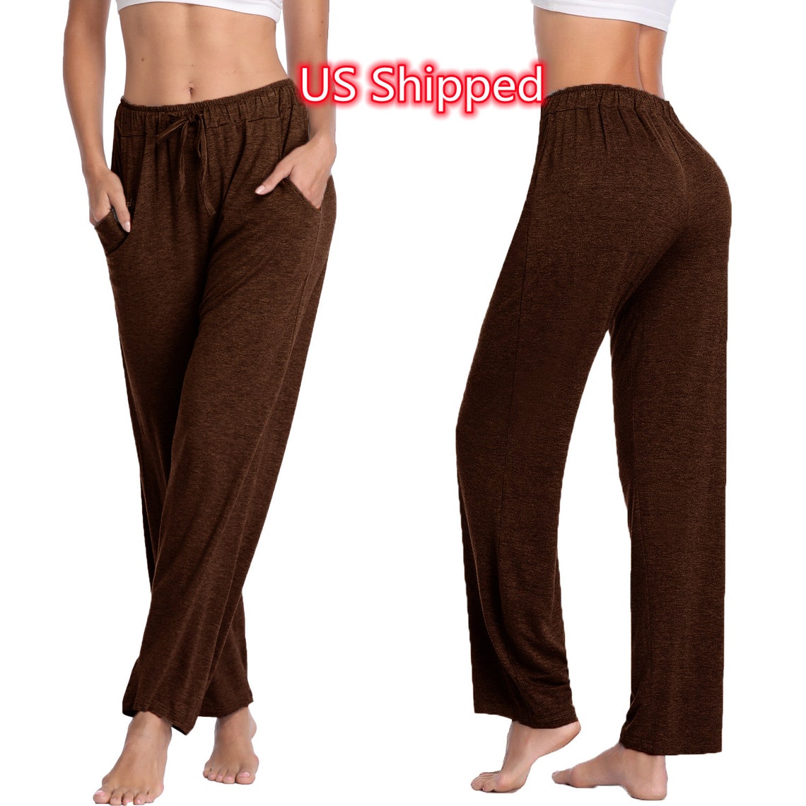 JORLYEN Dark Brown Women's Yoga Pants Long Modal Comfy Etsy