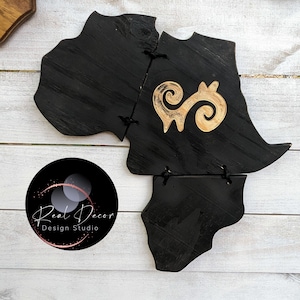 Adinkra Symbol Wooden Wall Art: Afro-centric Decor, Strength & Energy