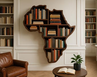 Estantería africana: Estante flotante de madera hecho a mano - Decoración afrocéntrica