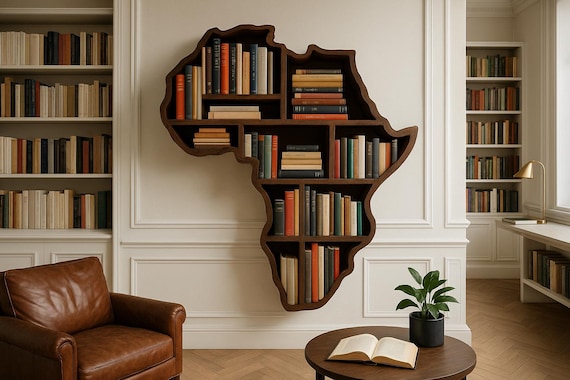Africa Bookshelf: Wooden Floating Shelf - Afrocentric Decor