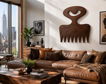 Duafe Wall Art, African Wooden Comb Decor, Adinkra Symbol Wall Hanging, Afrocentric Home Accent