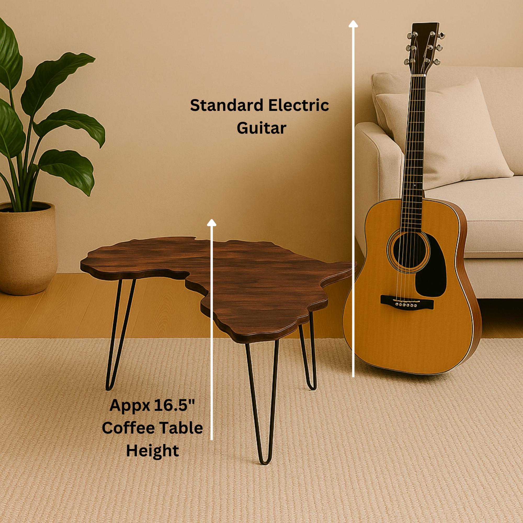 Handmade Africa Shaped Coffee Table: Mid-century Modern Foldable