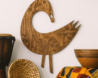 Sankofa Bird Wooden Wall Art: Afrocentric Home Decor, Returning Bird, Adinkra Symbol, Ghanian Culture