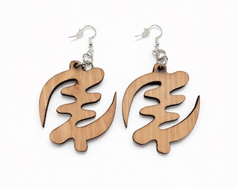 Gye Nyame Wooden Statement Earrings | Afrocentric African Symbol Dangles