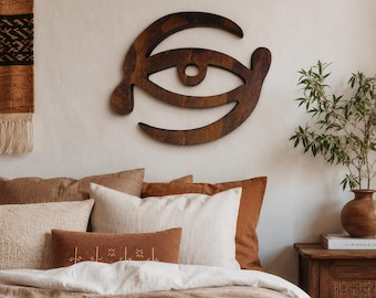 Nyankopon Aniwa Adinkra Wood Art, African Symbol Wall Hanging, God’s Eye Decor