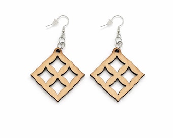 Eban Wooden Statement Earrings | Afrocentric African Symbol Dangles | Adinkra Jewelry