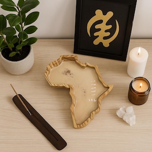 Africa Bowl: Hand-Poured Resin & Pine Wood - Afro-Centric Decor