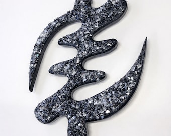 Gye Nyame Adinkra Symbol Wall Art, Black Crystal Sculpture, Afrocentric Decor