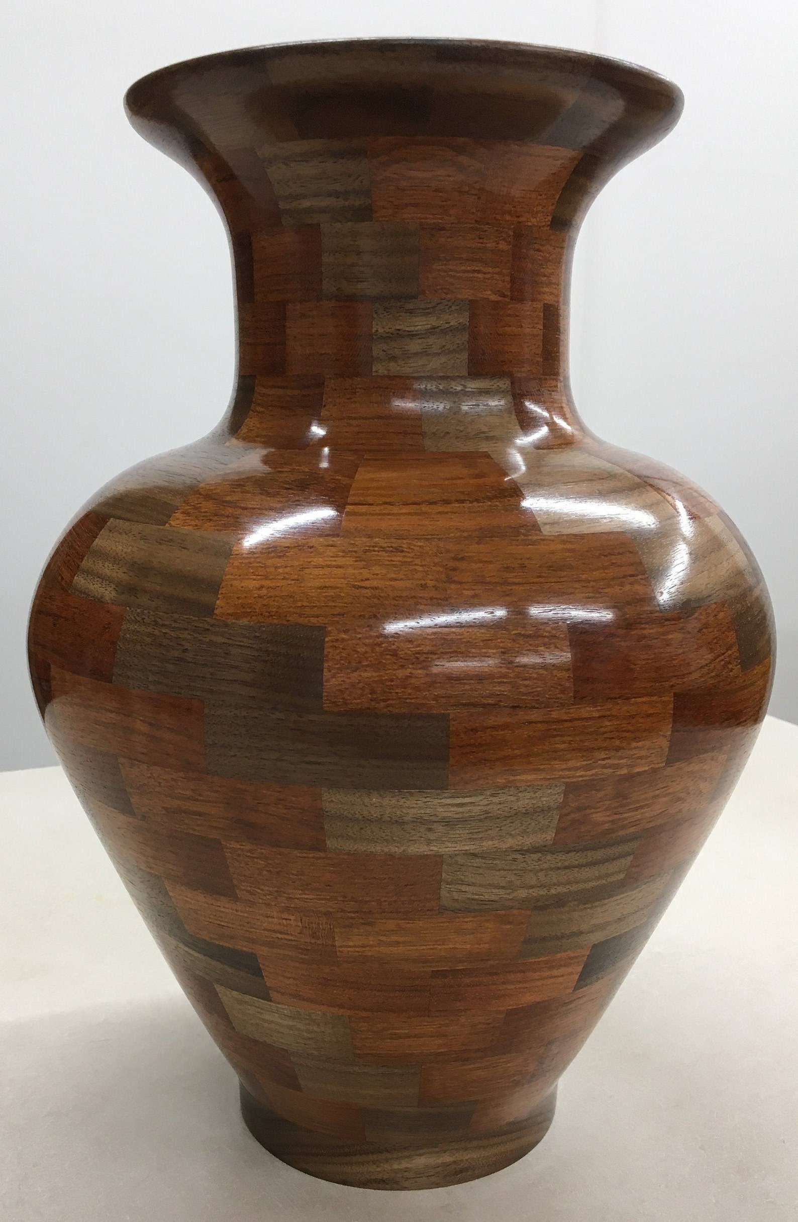 Segmented Wooden Vase, Woodturned Vase, Brazilian Cherry & Walnut Wood