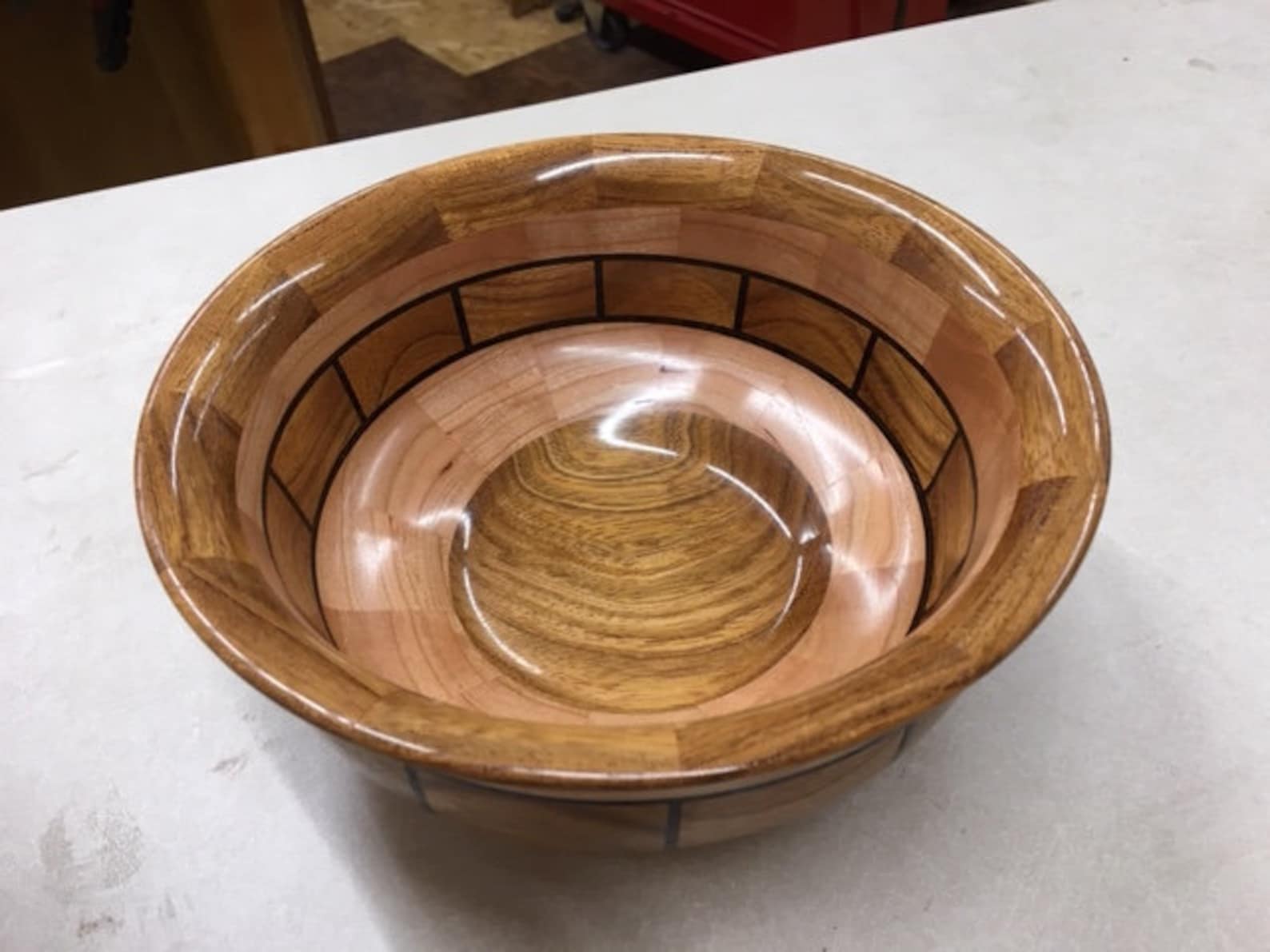 Segmented Wood Bowl, Multiaxis, Woodturned Bowl, Brazilian Cherry