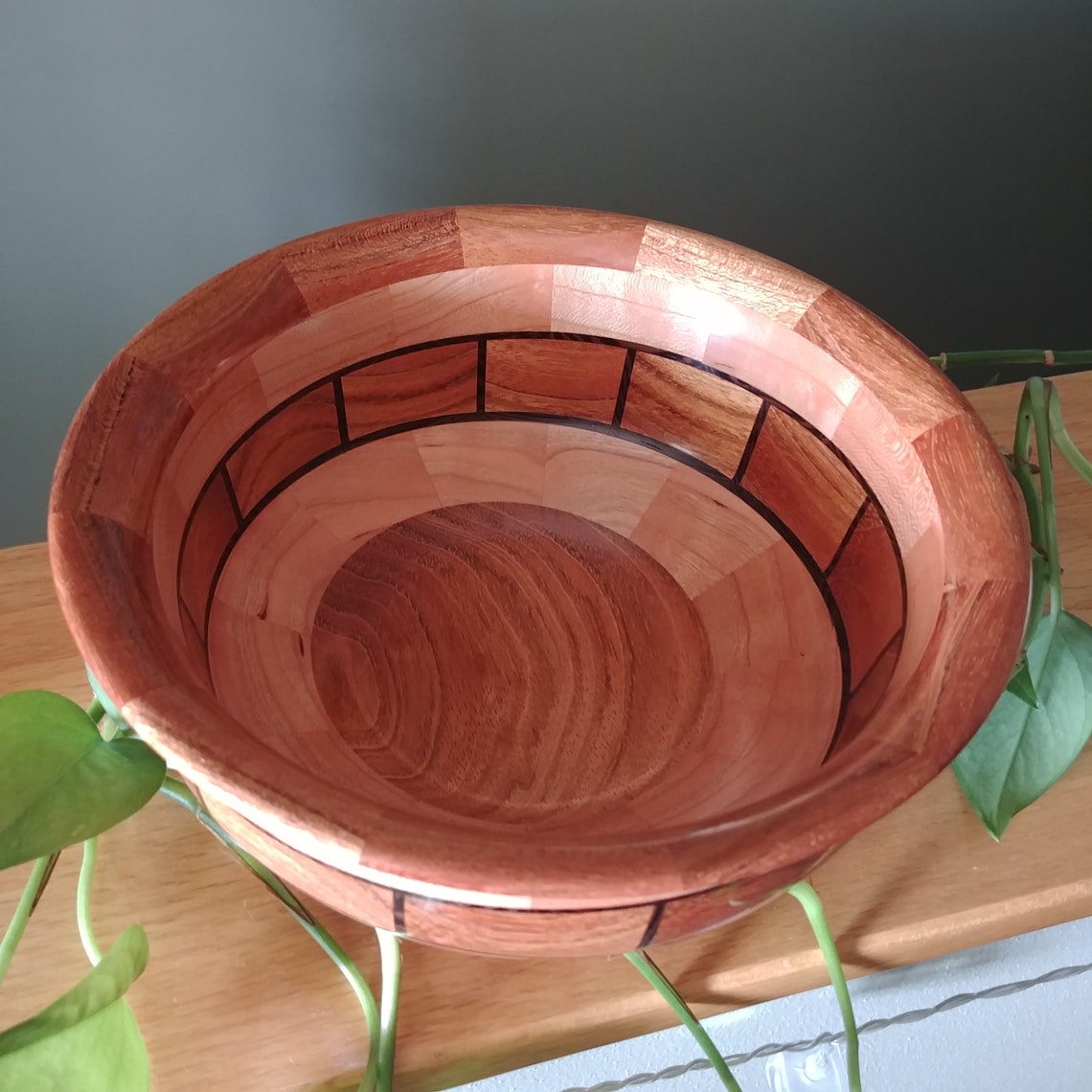 Segmented Wood Bowl, Multiaxis, Woodturned Bowl, Brazilian Cherry, Cherry & Wenge Wood